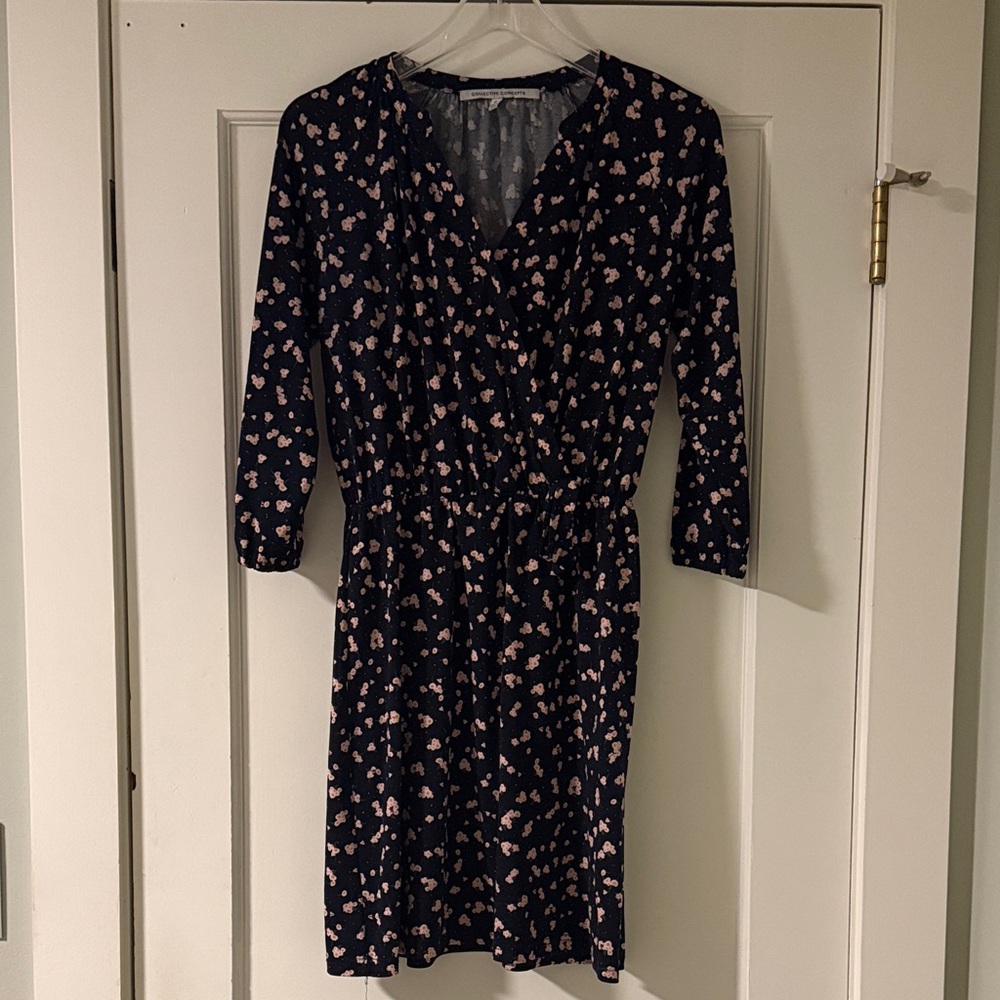 Collective Concepts Dark Blue and Light Pink Patterned Dress